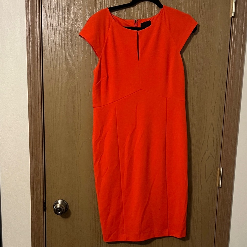 Alex Marie Vibrant Red-Orange Midi Dress